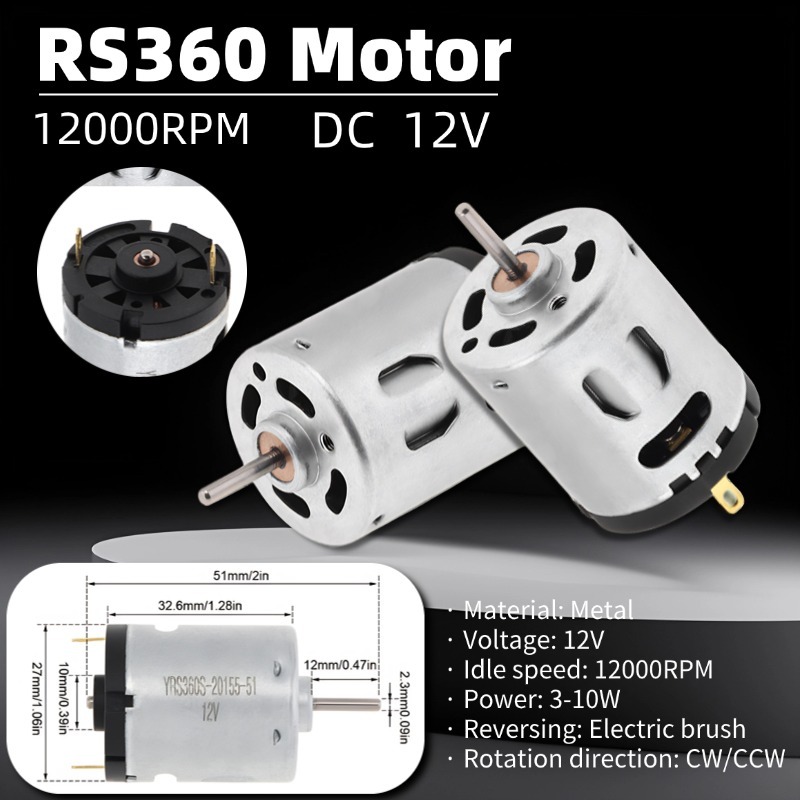 Dc Motor - RS360 Motor 12000RPM High Speed DC