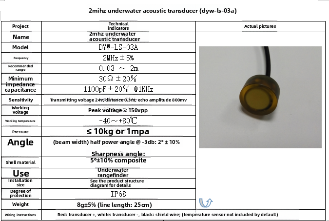 DYW-LS-03A 2MHz Underwater Ult - Ultrasonic Distance Sensor ulasan dan harga