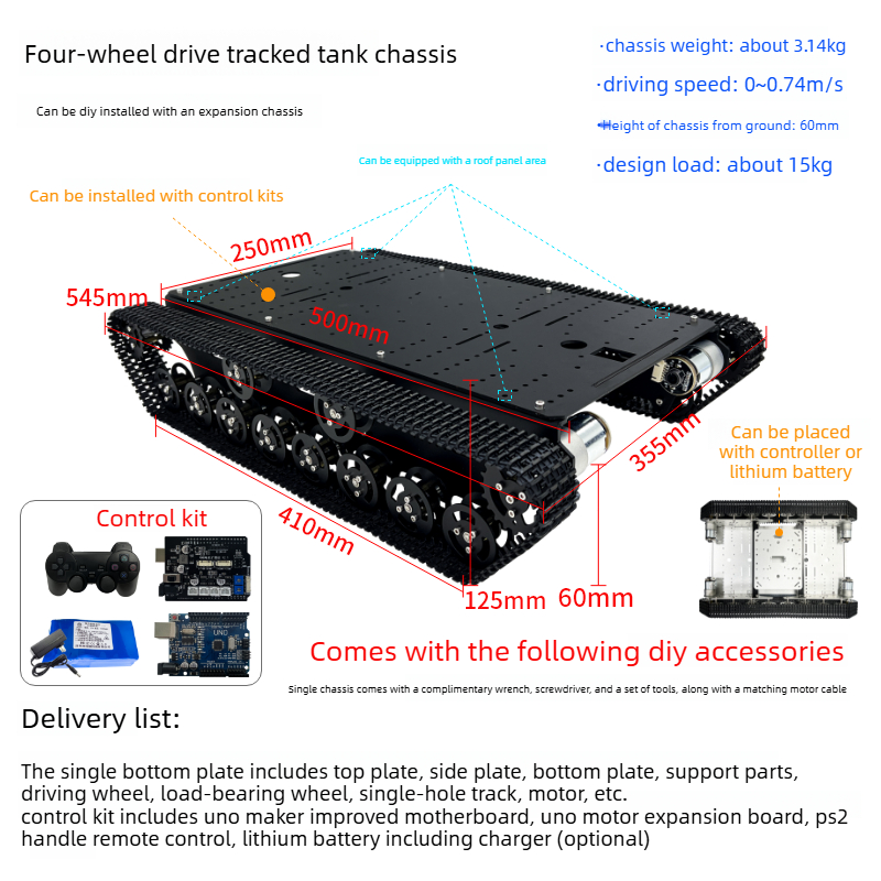 T800S UNO R3 Entry-Level Progr - Tracked Robot Chassis ulasan dan harga