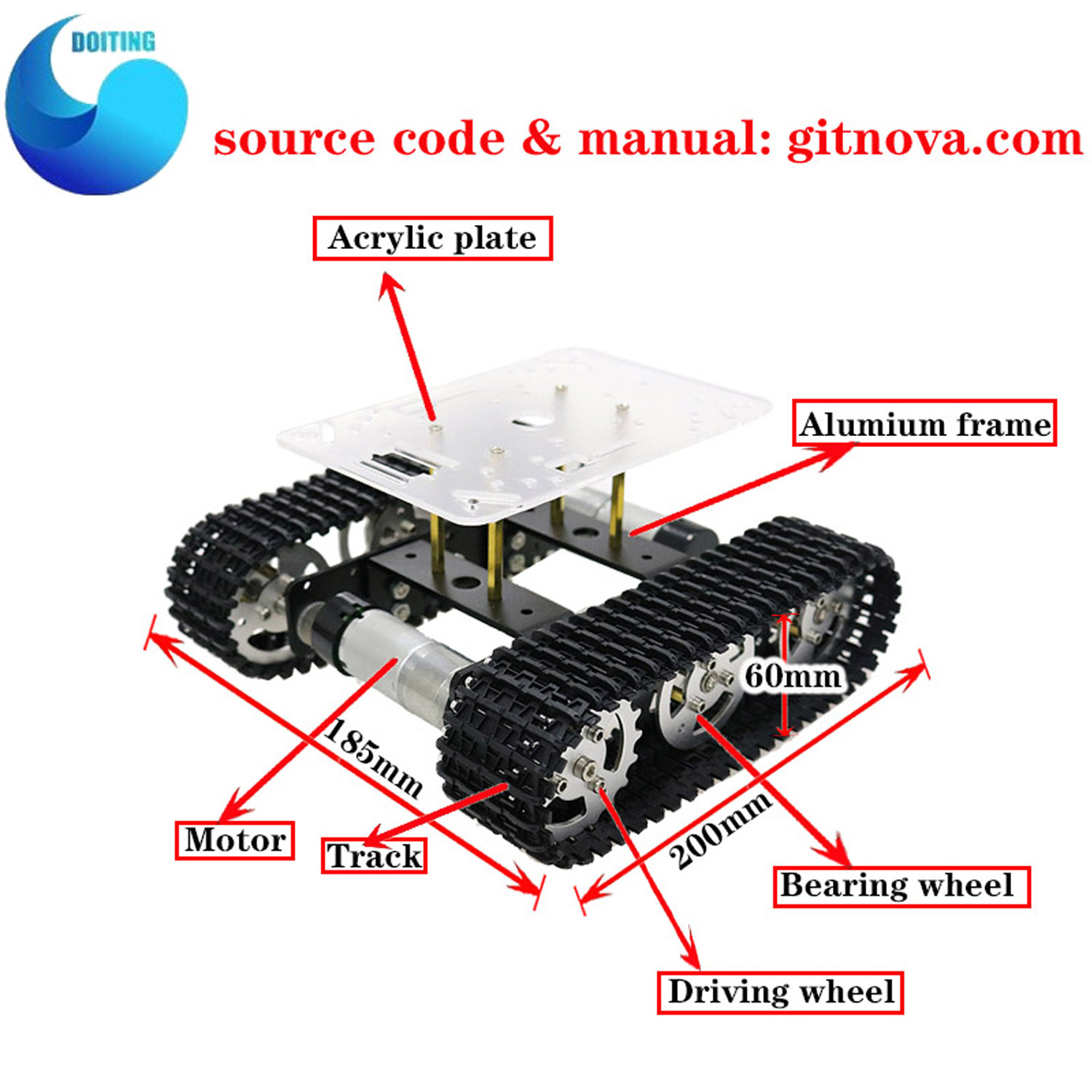 RC Metal Robot Tank Car Chassi - Tracked Robot Chassis ulasan dan harga